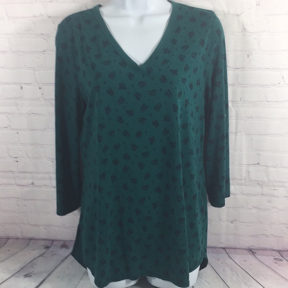Liz Claiborne V Neck Tab Sleeves Top Size Large